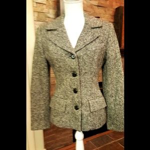 BCBG Paris Womens Gray Tweed Blazer Lined Jacket